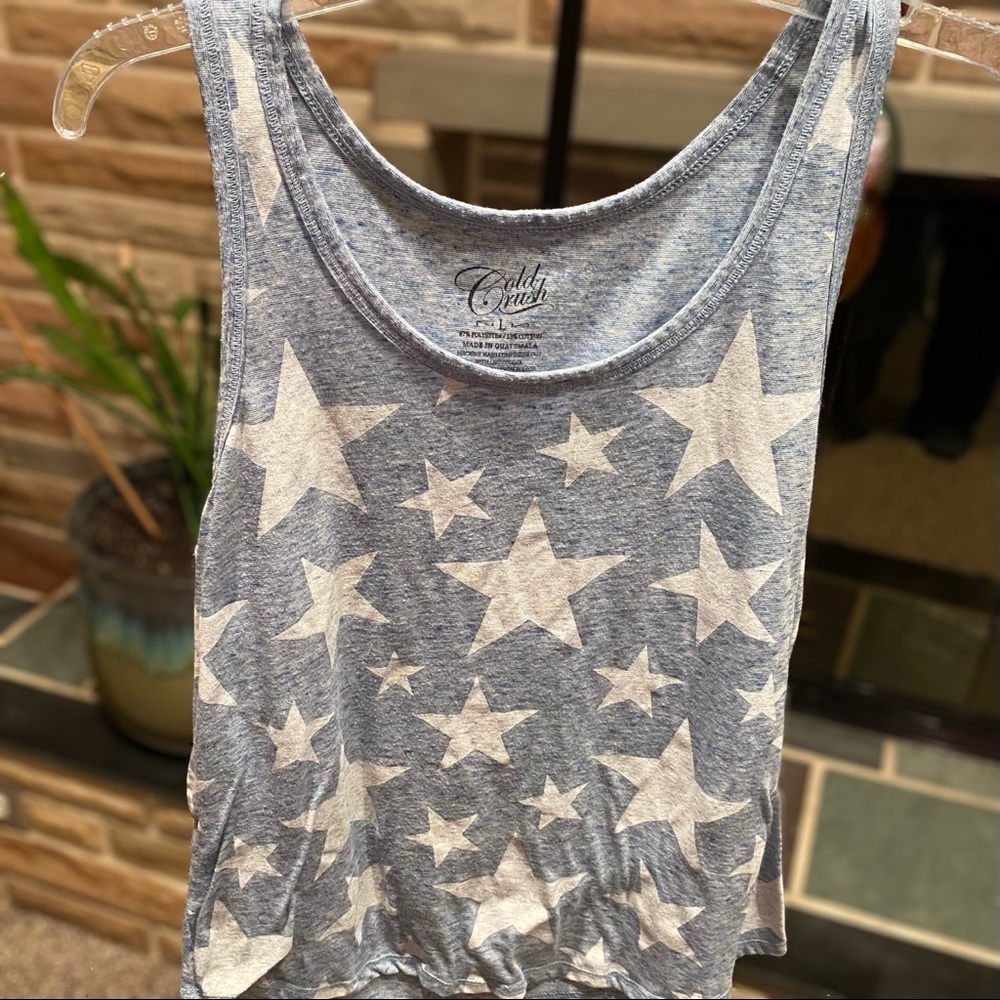 Blue Tank Top w/ White Star Print